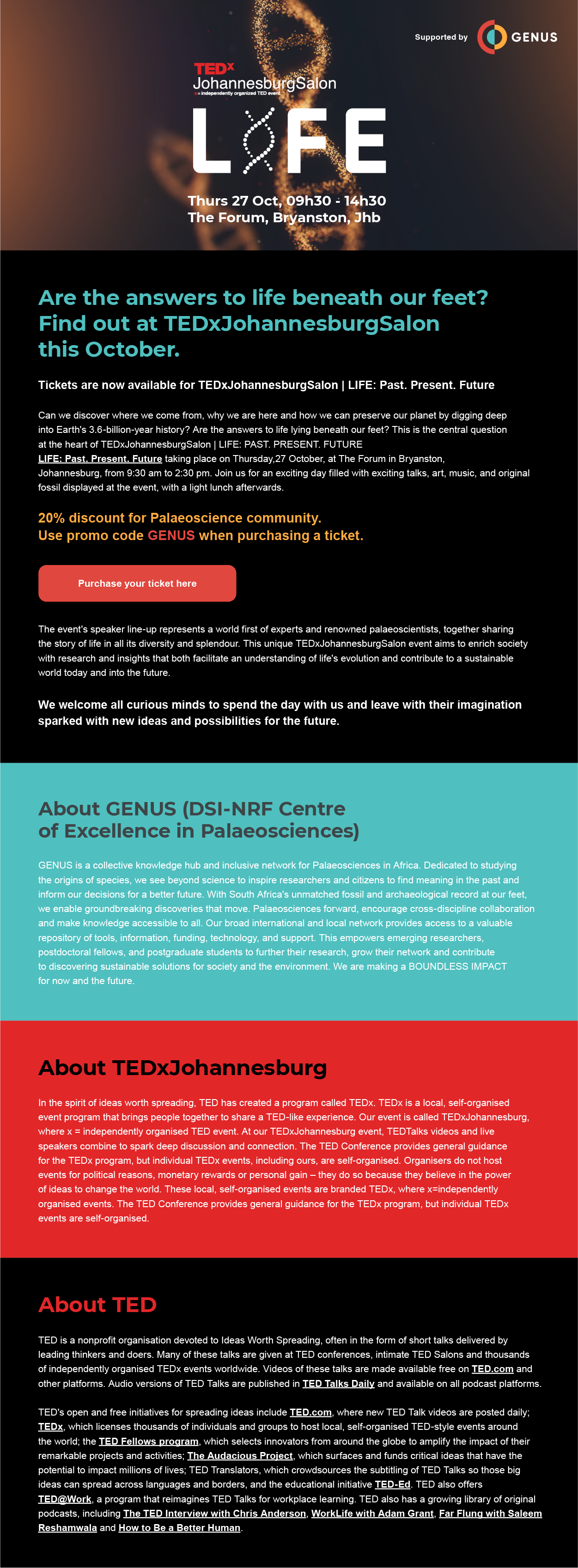 TEDxJohannesburg Salon Palaeoscience Talks